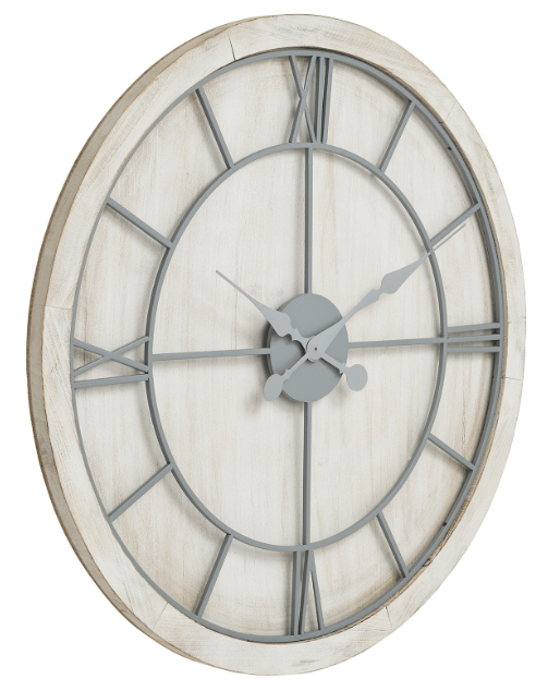 Porter Distressed White Wash Round Wall Clock