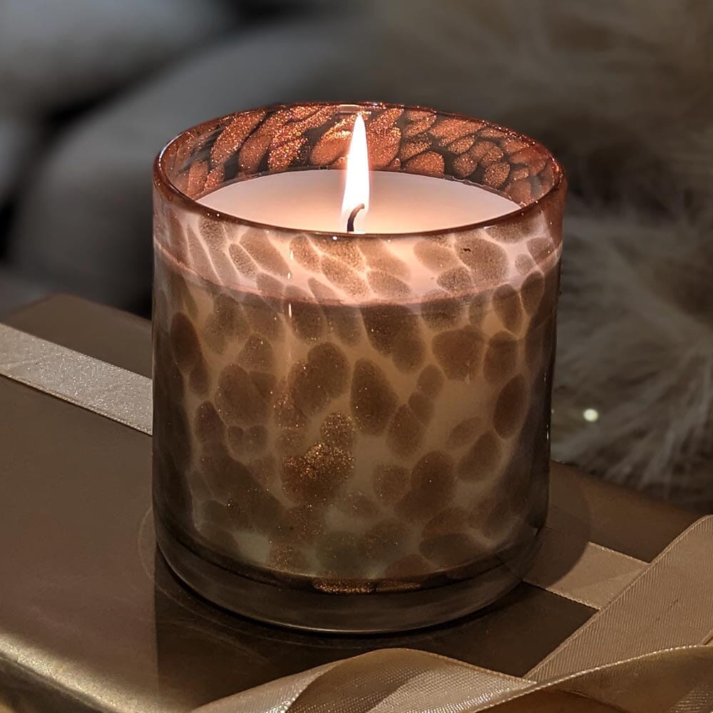 Quinn Peony Scented Taupe Patterned Glass Candle