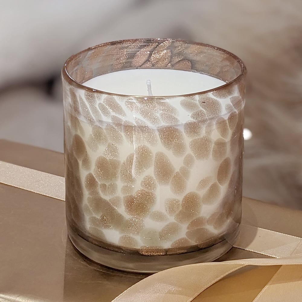 Quinn Peony Scented Taupe Patterned Glass Candle