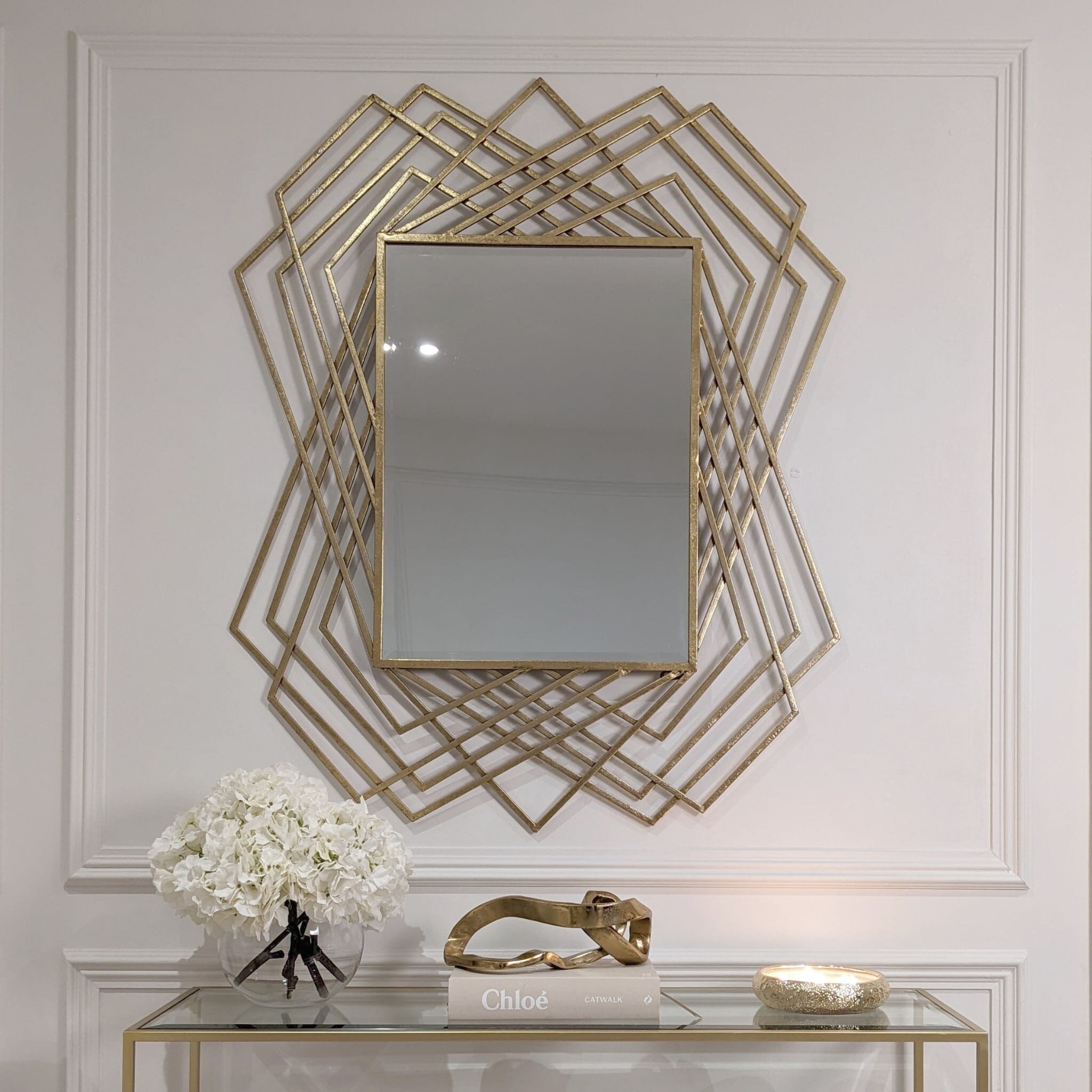 Raegan Large Rectangular Gold Metal Mirror