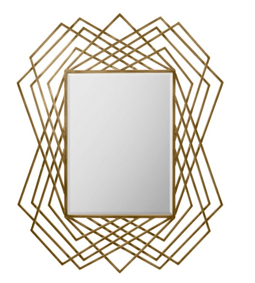 Raegan Large Rectangular Gold Metal Mirror