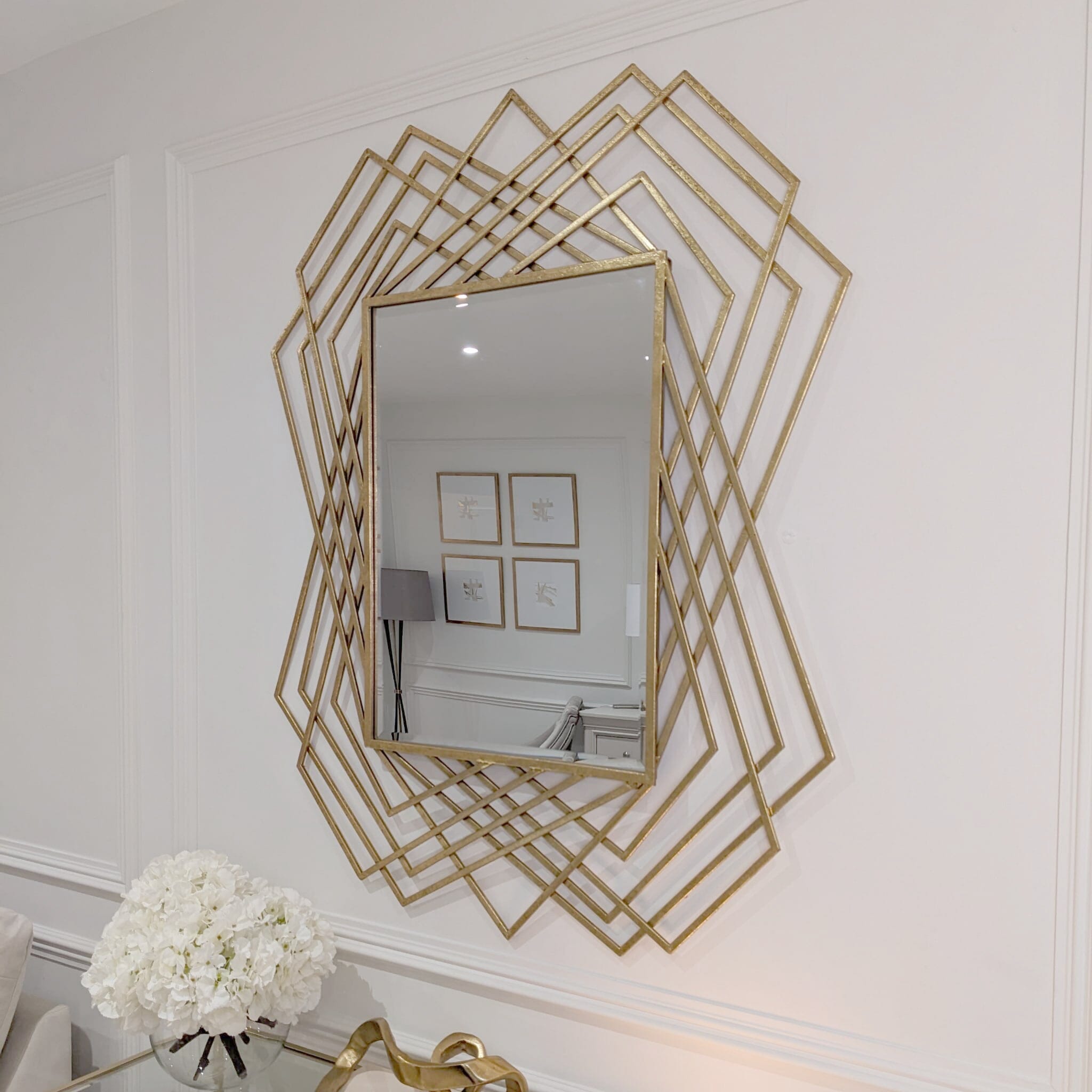 Raegan Large Rectangular Gold Metal Mirror