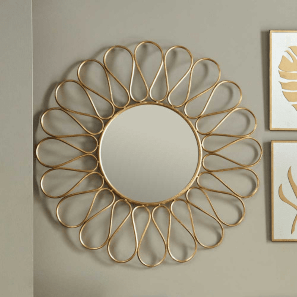 Reims Gold Petal Round Wall Mirror