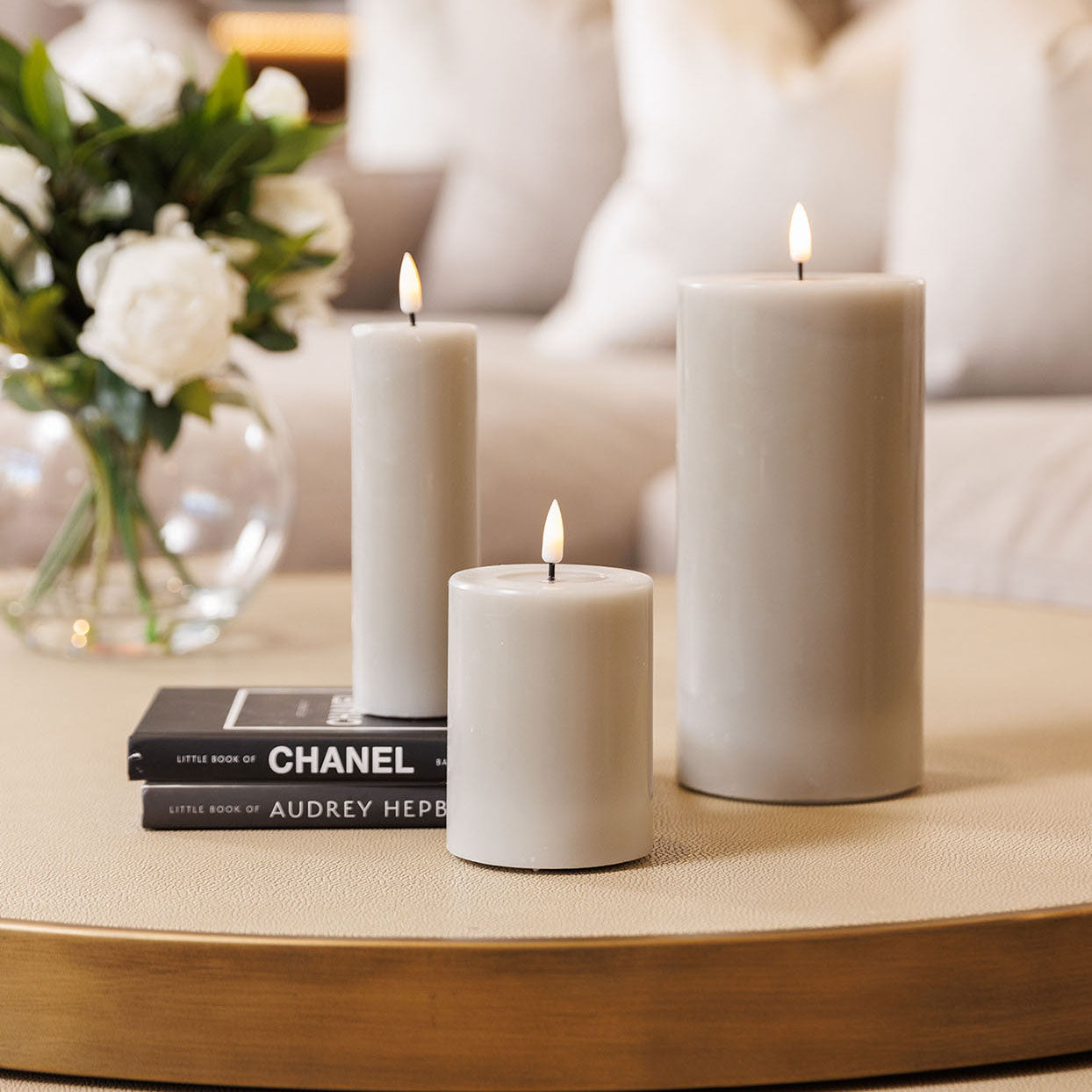 Warm Grey Realistic LED Candle - 10cm