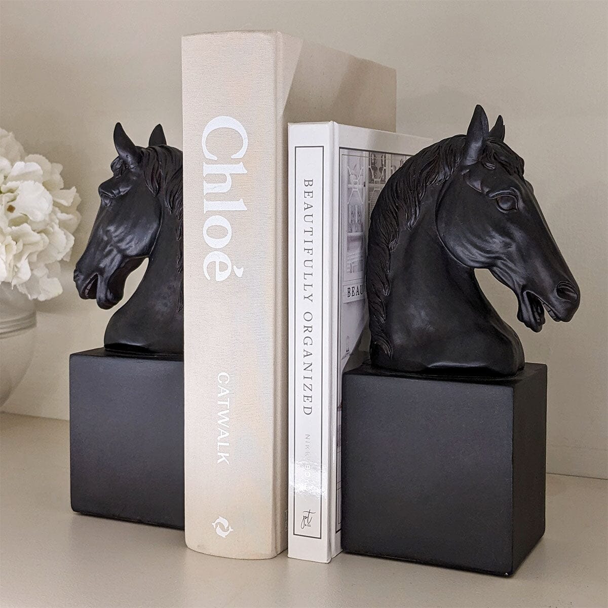 Serafina Black Horse Head Decorative Bookends