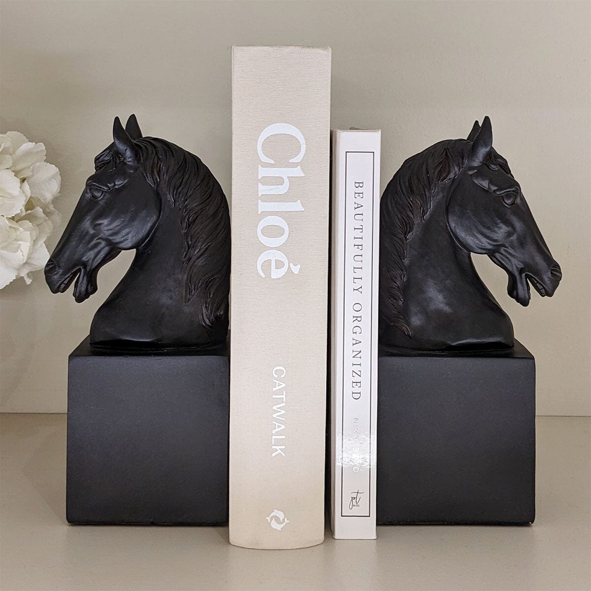 Serafina Black Horse Head Decorative Bookends