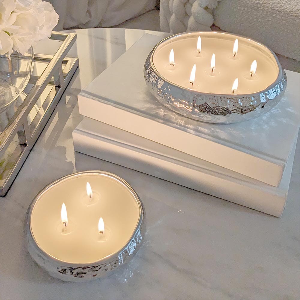 Set of 2 Aeolian Silver Candles